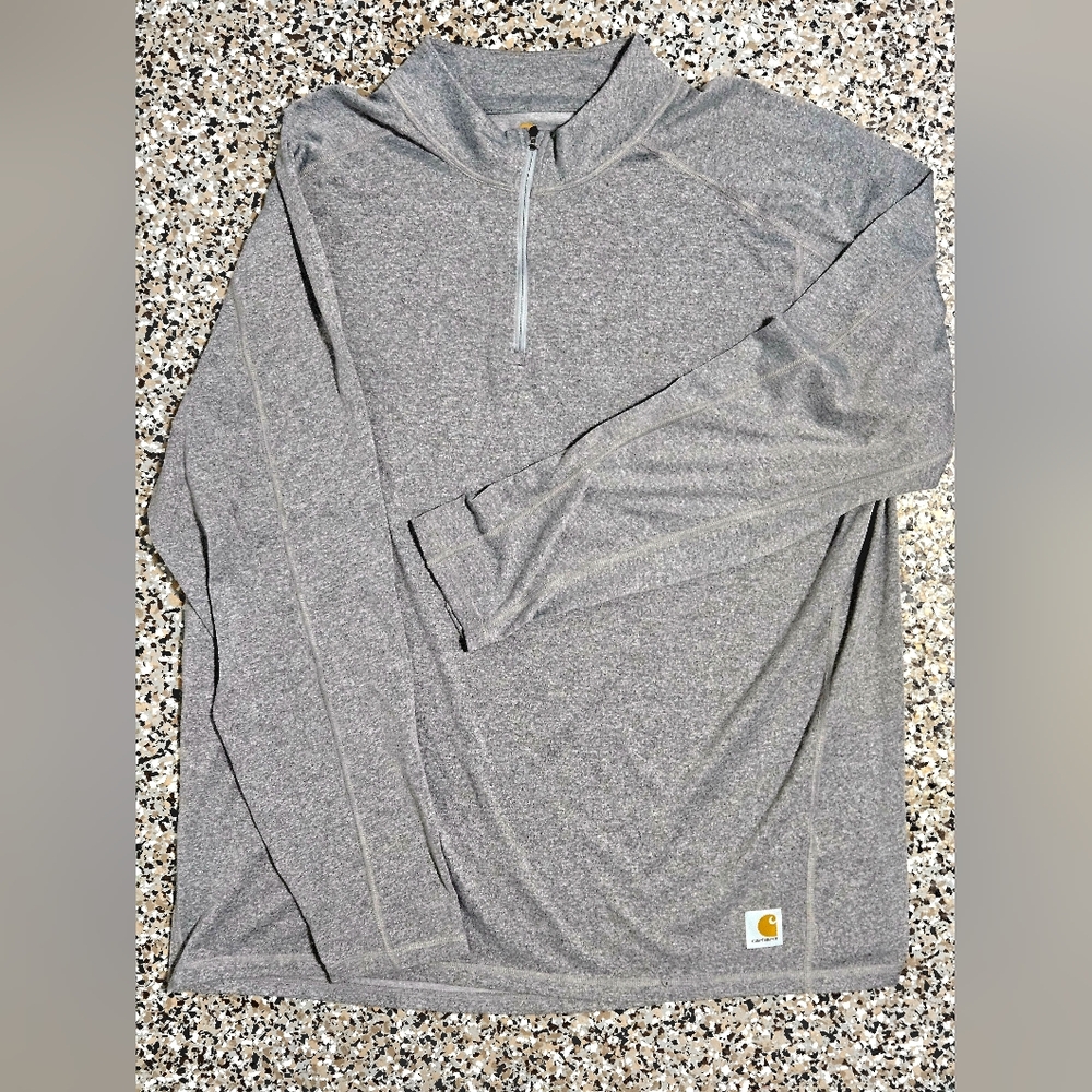 TALL Carhartt Force Heather Gray Quarter-Zip Pullover